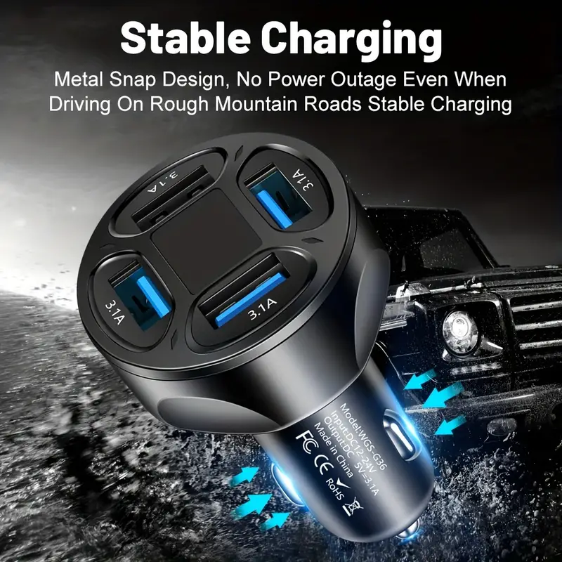 QuadBoost™ autós töltő 4 USB porttal 66W🔥1+1! Rendelj 1-et és kapsz 2-t🔥