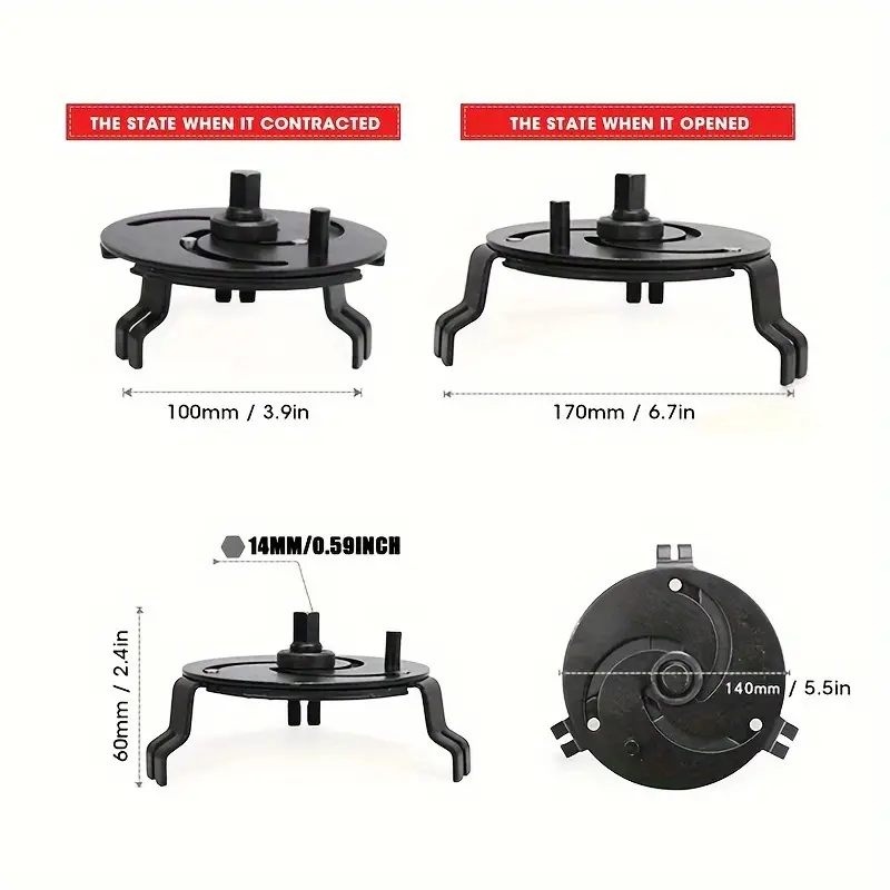 Wrenchie™ – Állítható üzemanyagtartály-kulcs (100–170 mm)