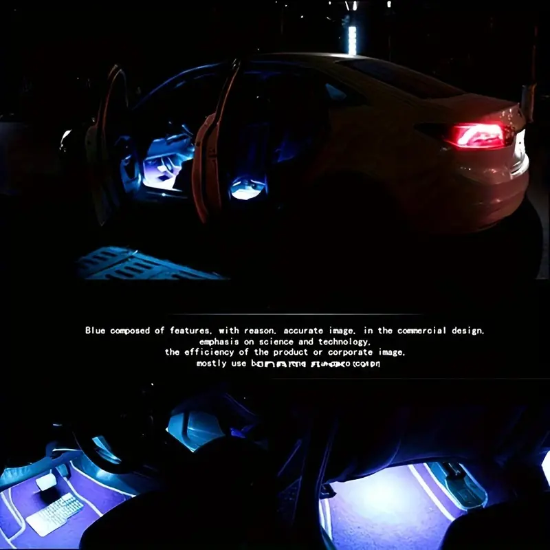 Autós LED RGB szalagkészlet távirányítóval (9 szín)