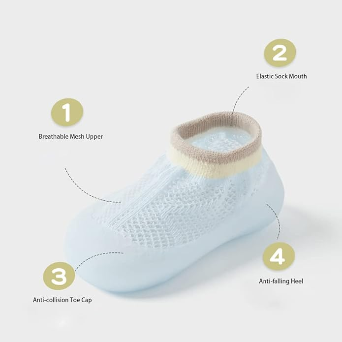 TinySteps™ - Légáteresztő, csúszásgátló zokni gyerekeknek, hálós kialakítású, talppal