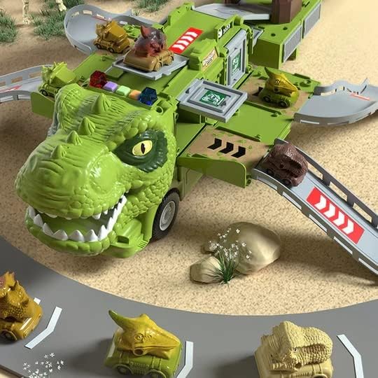 Dinoszaurusz teherautó készlet daruval és lánctalpas