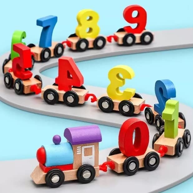 NumericExpress™ színes favonat 0 és 9 közötti számok formájában