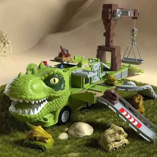 Dinoszaurusz teherautó készlet daruval és lánctalpas