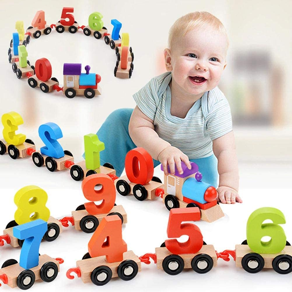 NumericExpress™ színes favonat 0 és 9 közötti számok formájában
