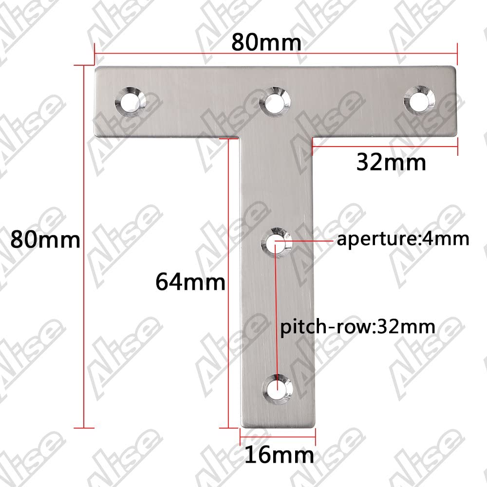 T-alakú rozsdamentes acél javítólapok (80x80mm) 12 darabos készlet
