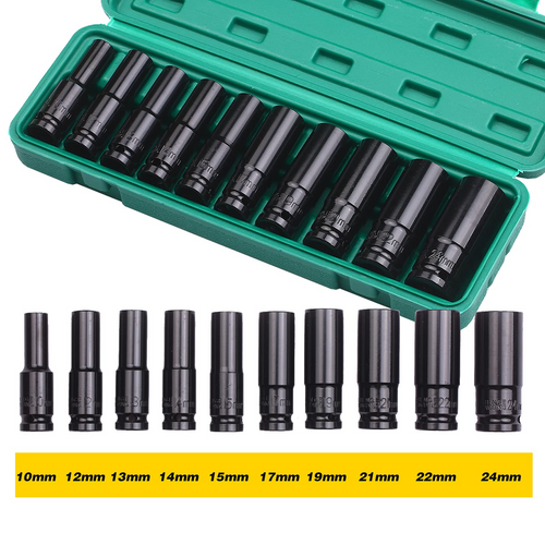Hatszögletű foglalat készlet, 10-24 mm, 10 darabos készlet