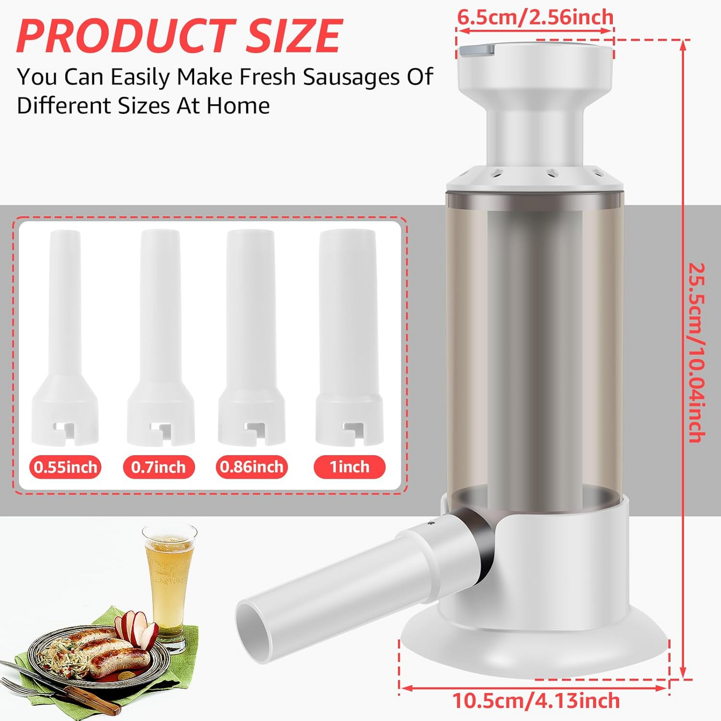 SausageCraft™ eszköz kolbász és cartabo készítéséhez 4 csővel