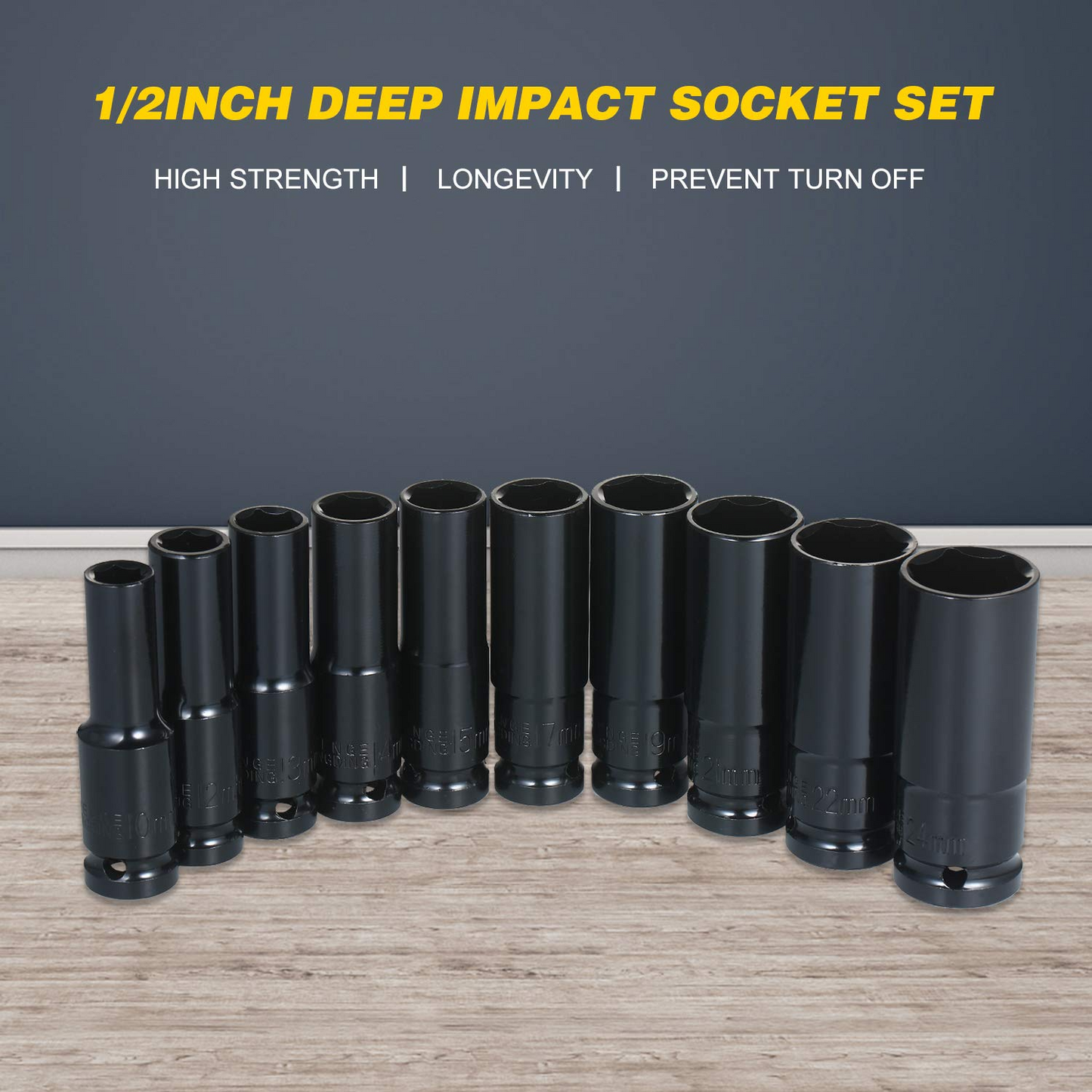 Hatszögletű foglalat készlet, 10-24 mm, 10 darabos készlet
