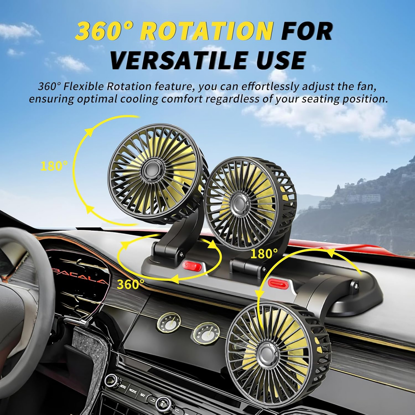 CarCooler Pro™ - Autós ventilátor 3 forgófejjel és parkolólemezzel