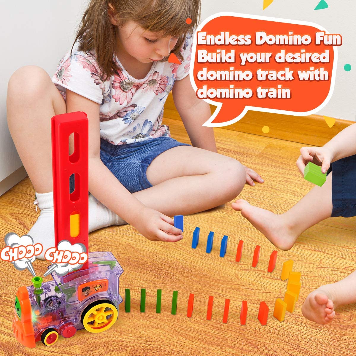 Domino Rally vonat lámpákkal (60 blokk)