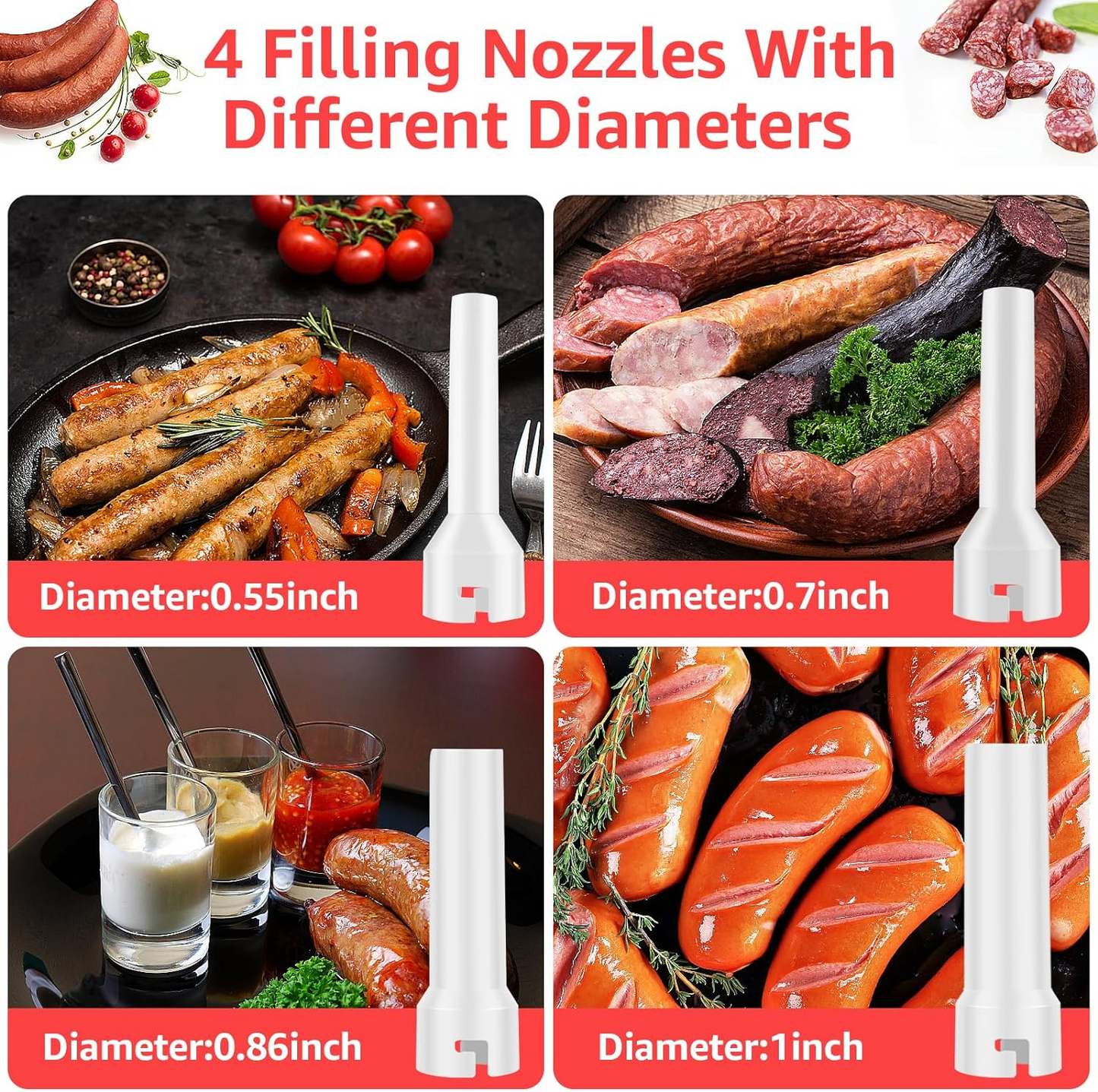 SausageCraft™ eszköz kolbász és cartabo készítéséhez 4 csővel