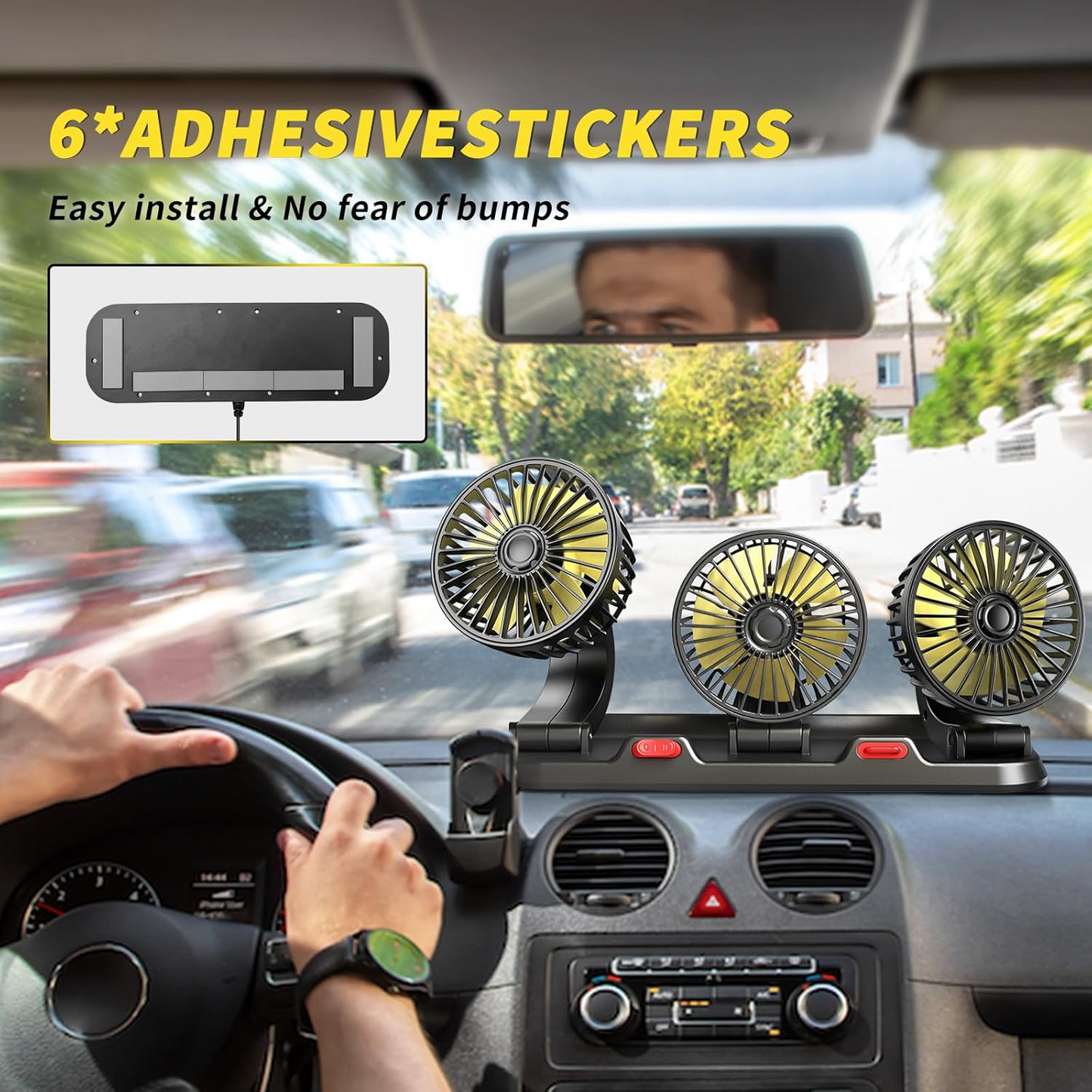 CarCooler Pro™ - Autós ventilátor 3 forgófejjel és parkolólemezzel