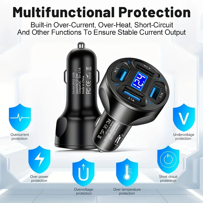 QuadBoost™ autós töltő 4 USB porttal 66W🔥1+1! Rendelj 1-et és kapsz 2-t🔥