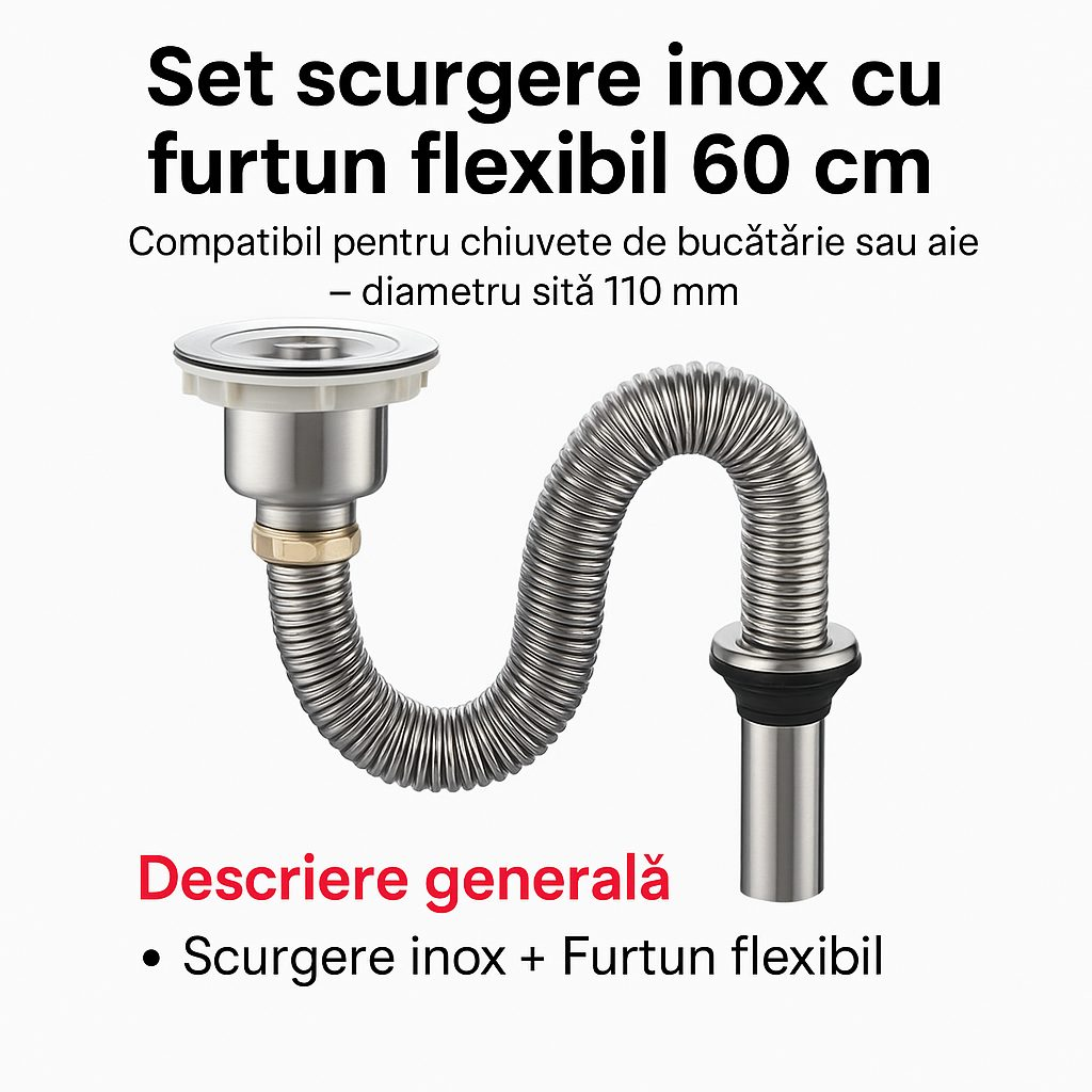 đ„ 1+1 AJĂNLATđ„ Tubinoxâą - Rozsdamentes acĂ©l lefolyĂłgarnitĂșra 60 cm-es flexibilis tömlĆvel