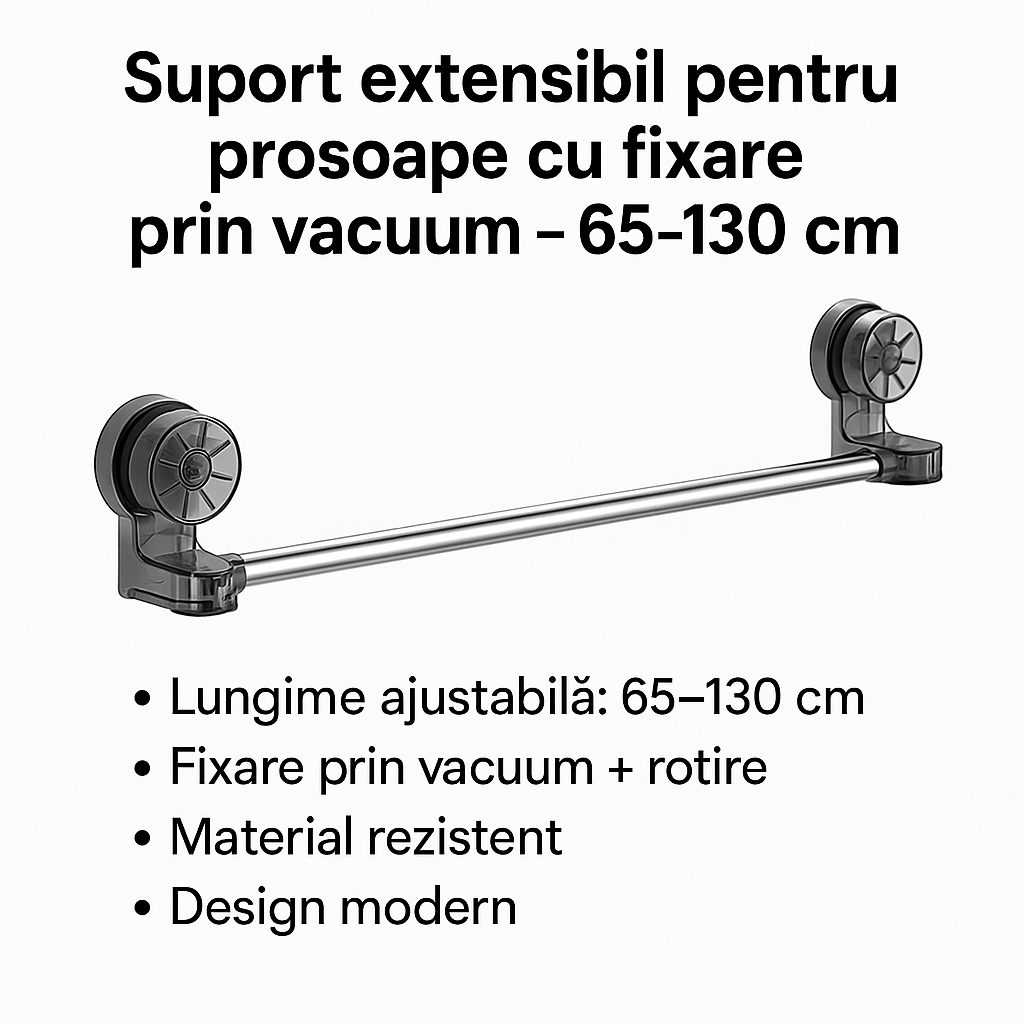 Towelix - Kihúzható törölközőtartó vákuumos tartozékkal – 65-130 cm