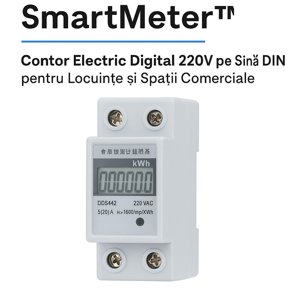 SmartMeter™ – Egyfázisú 220 V-os digitális mérőműszer DIN sínre szerelve