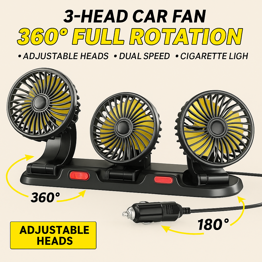 CarCooler Pro™ - Autós ventilátor 3 forgófejjel és parkolólemezzel