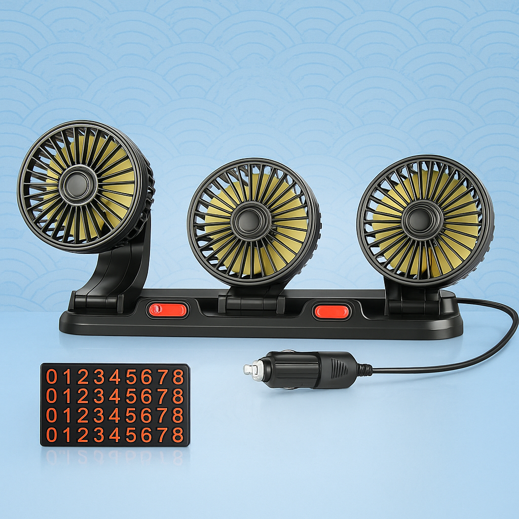 CarCooler Pro™ - Autós ventilátor 3 forgófejjel és parkolólemezzel
