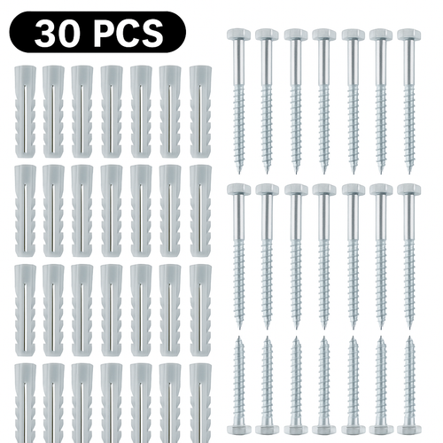 FixPro™ – 30 darabos 10x60 mm-es tágulási tipli készlet + 6x60 mm-es hatszögletű csavarok