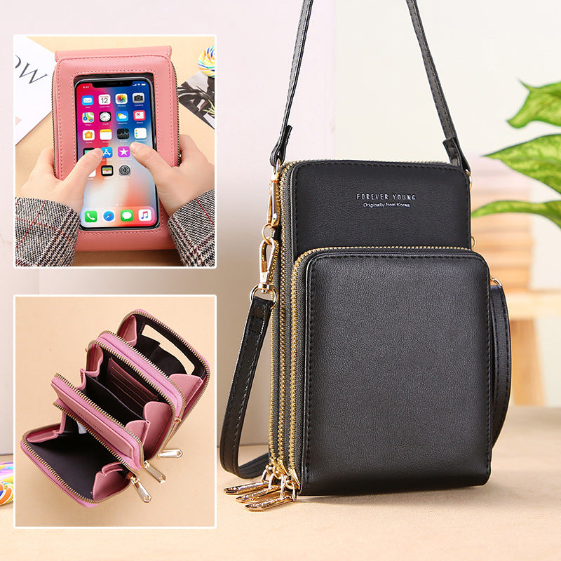 Crossbody táska 4 az 1-ben 3 rekesszel és érintőképernyővel telefonhoz
