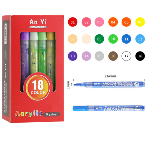 ColorCrafter™ - Prémium minőségű markerek üveghez, fához és akrilhoz (18 darabos készlet)