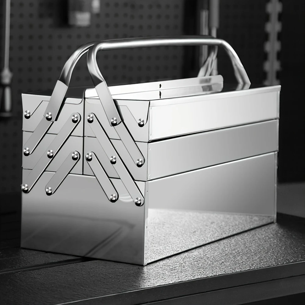 SteelFold Pro – Rozsdamentes acél összecsukható szerszámosláda