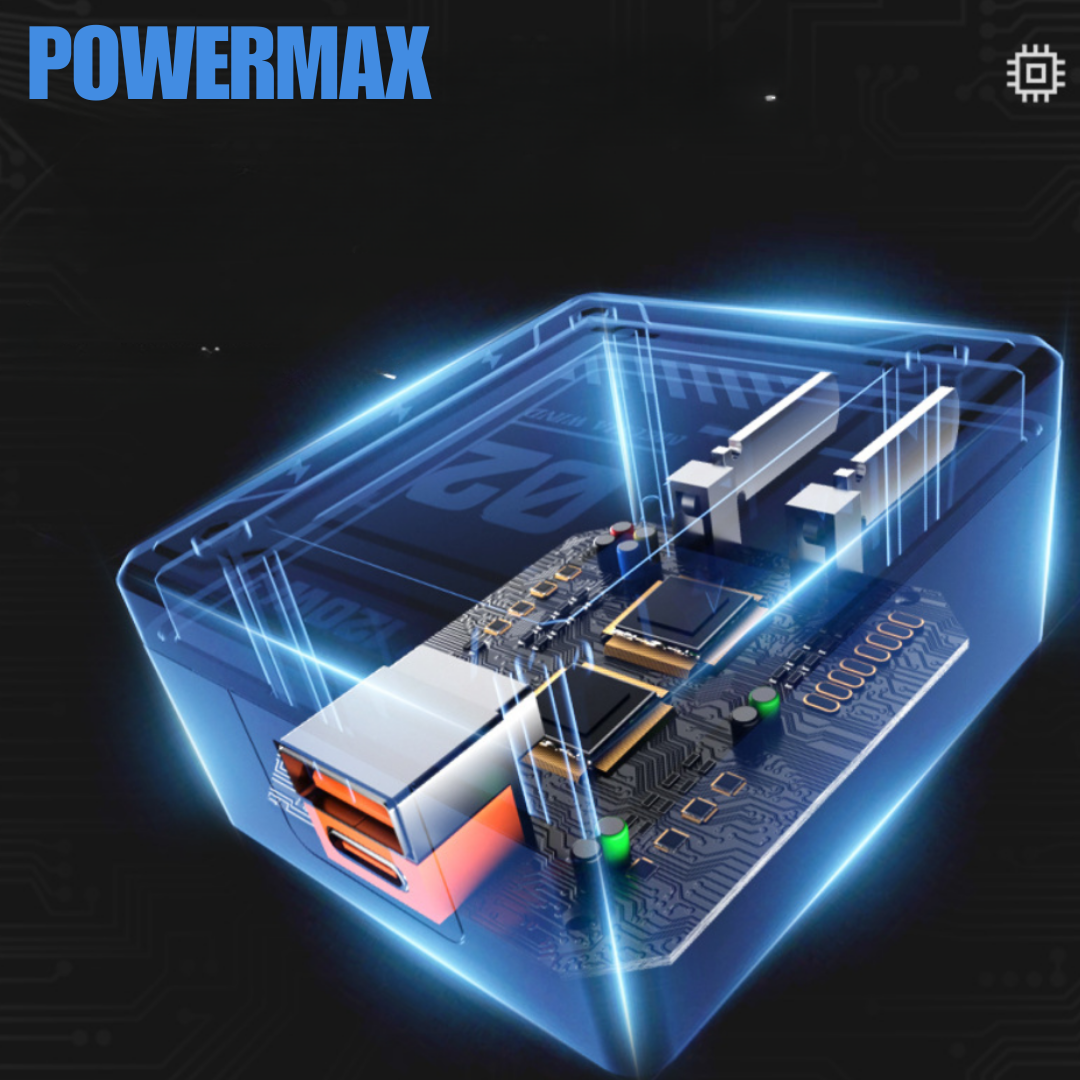PowerMax™ - 120 W-os 4 az 1-ben szupergyors töltő, Apple és Android készülékekkel kompatibilis + USB-kábel mellékelve