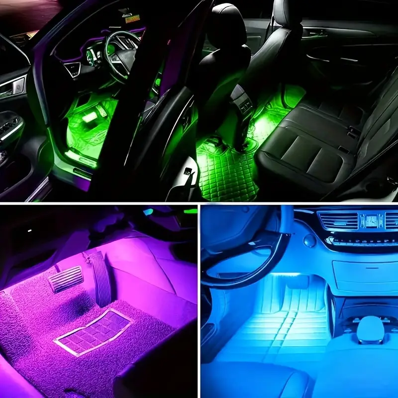 Autós LED RGB szalagkészlet távirányítóval (9 szín)