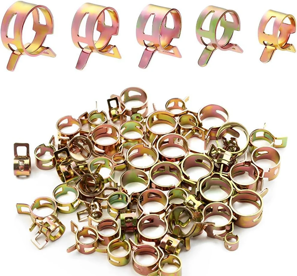 SpringClamp™ - 100 darabos rugalmas fém tömlőbilincs készlet – 6-22 mm átmérő