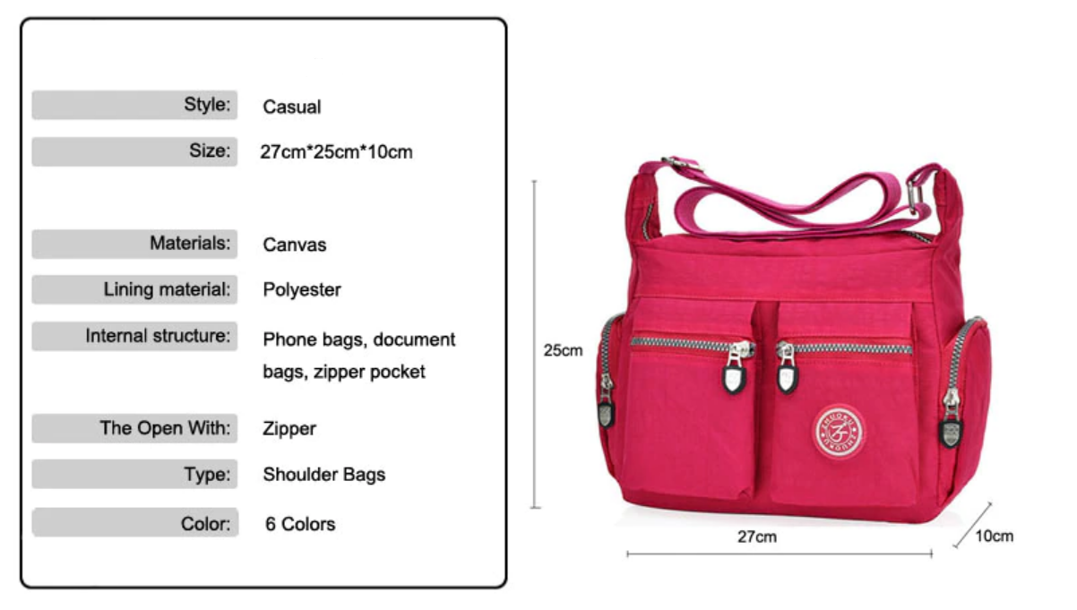 FlexiBag™ Nylon táska több zsebbel