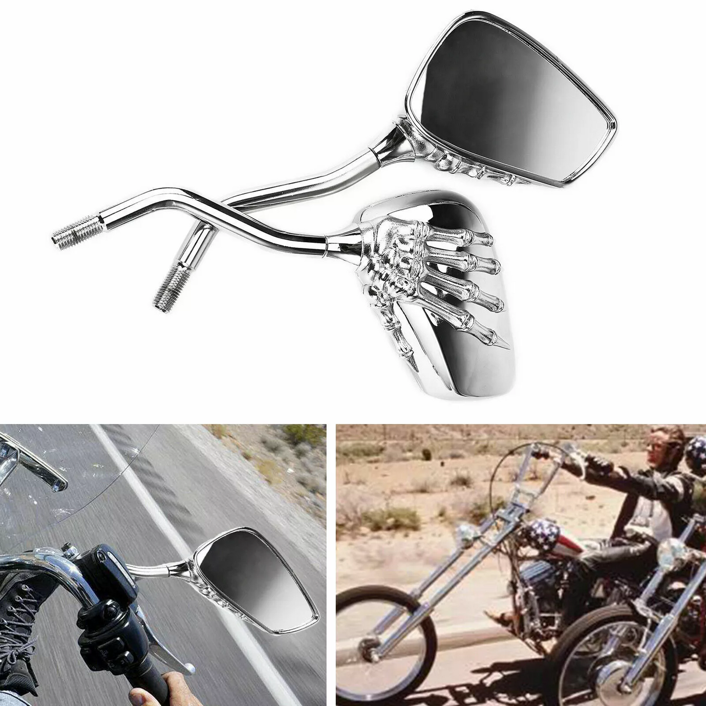 SkullRide™ - Retro visszapillantó tükör szett "Koponyakarom" stílusban