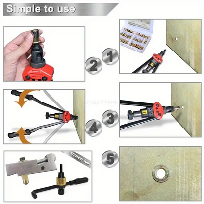 RivetMaster™ - 150 darabos menetes szegecsanya készlet, lapos fejű M3 M4 M5 M6 M8