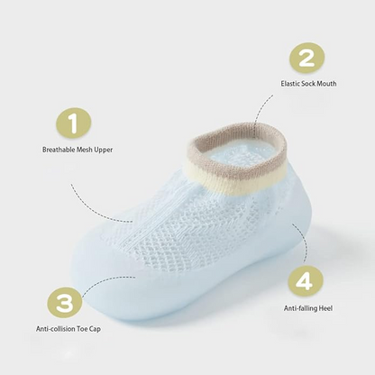 TinySteps™ - Légáteresztő, csúszásgátló zokni gyerekeknek, hálós kialakítású, talppal