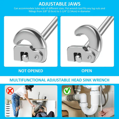 WiteMate™ – Állítható mosogatókulcs csavarmechanizmussal és 180°-ban forgatható fejjel