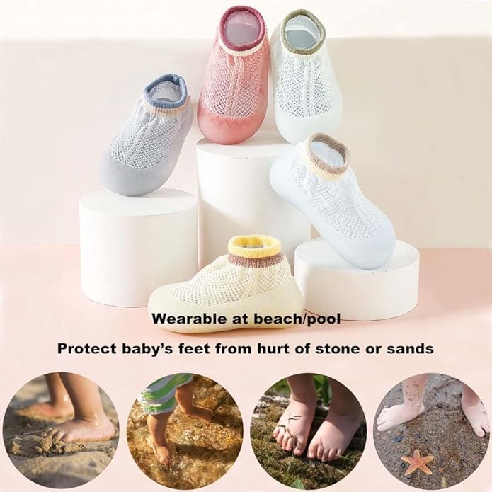 TinySteps™ - Légáteresztő, csúszásgátló zokni gyerekeknek, hálós kialakítású, talppal