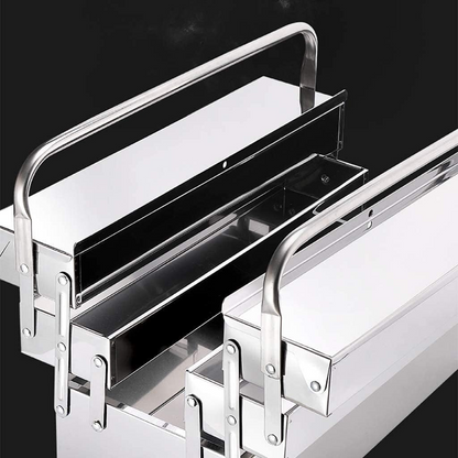SteelFold Pro – Rozsdamentes acél összecsukható szerszámosláda