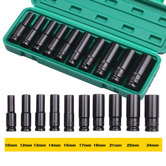 Hatszögletű foglalat készlet, 10-24 mm, 10 darabos készlet