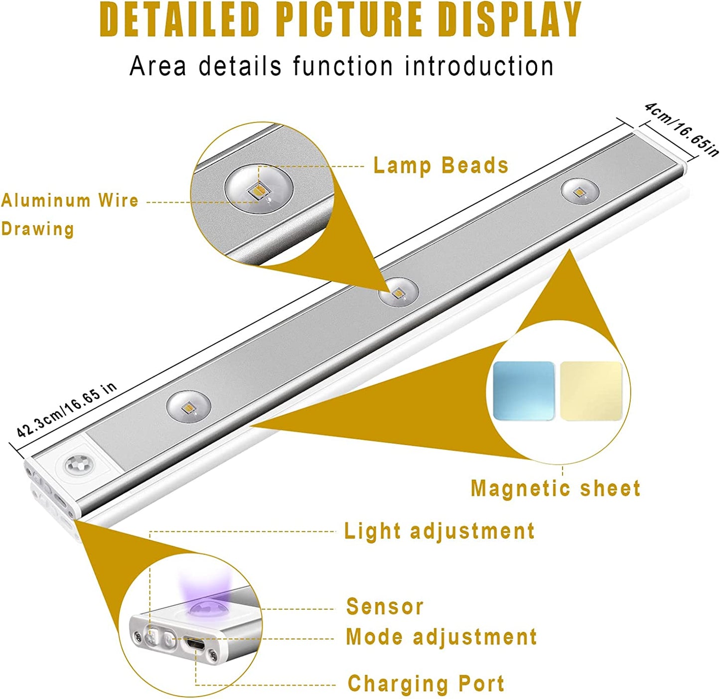 LED lámpa 3 színben és mozgásérzékelővel (40cm)