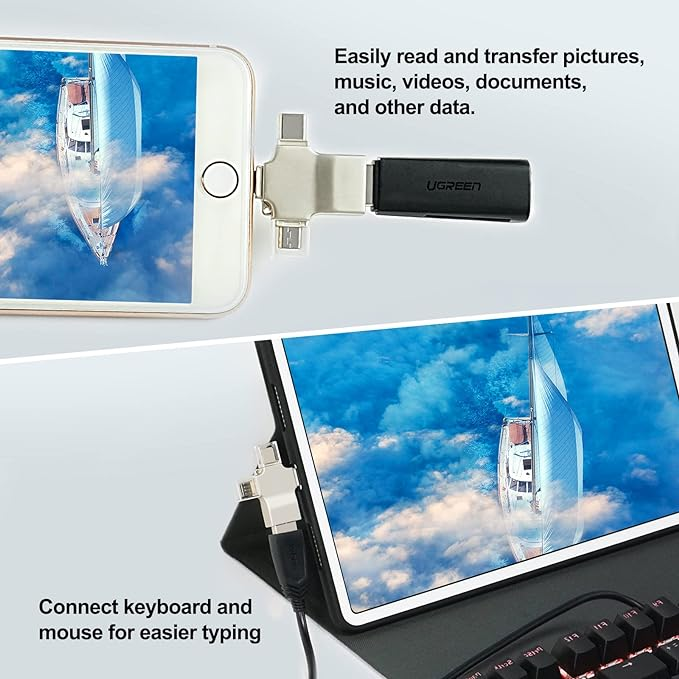 3 az 1-ben USB 3.0 OTG adapter, Micro/USB C-USB adapter, kompatibilis mobiltelefonnal/táblagéppel