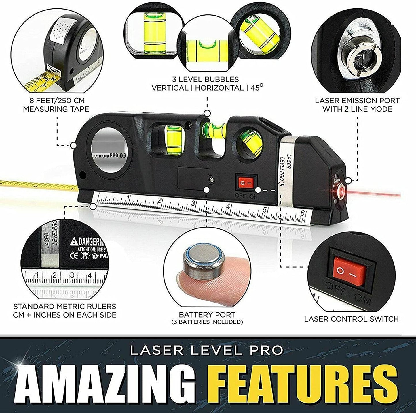 LeverPRO3™ mérőszalag – lézeres szint