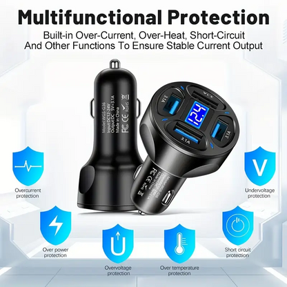 QuadBoost™ autós töltő 4 USB porttal 66W🔥1+1! Rendelj 1-et és kapsz 2-t🔥