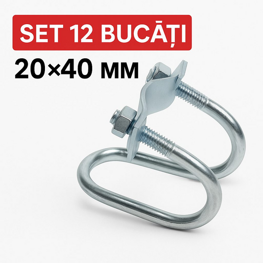 UGrip™ - 12 darabos U-típusú bilincs készlet horganyzott acélból - Méret 20×40 mm