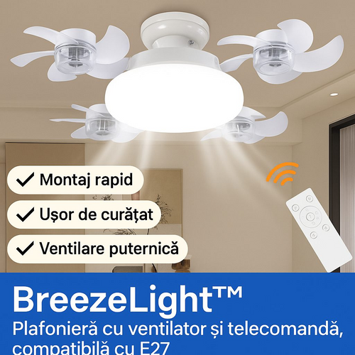 BreezeLight™ – Csillár több ventilátorral és távirányítóval, E27 kompatibilis