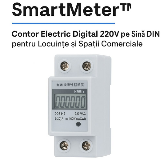 SmartMeter™ – Egyfázisú 220 V-os digitális mérőműszer DIN sínre szerelve