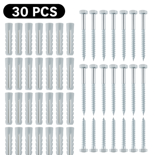 FixPro™ – 30 darabos 10x60 mm-es tágulási tipli készlet + 6x60 mm-es hatszögletű csavarok