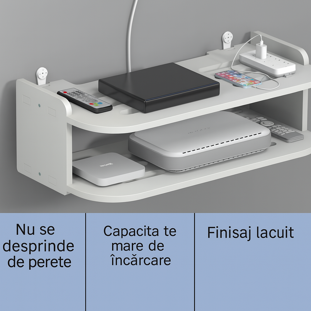 WallDock™ – Fali polc routerhez, TV-készülékhez, okostelefonhoz és kiegészítőkhöz