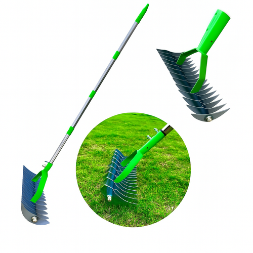 GrassRake™ – Kézi gyepszellőztető fém pengékkel és vezetőkerékkel