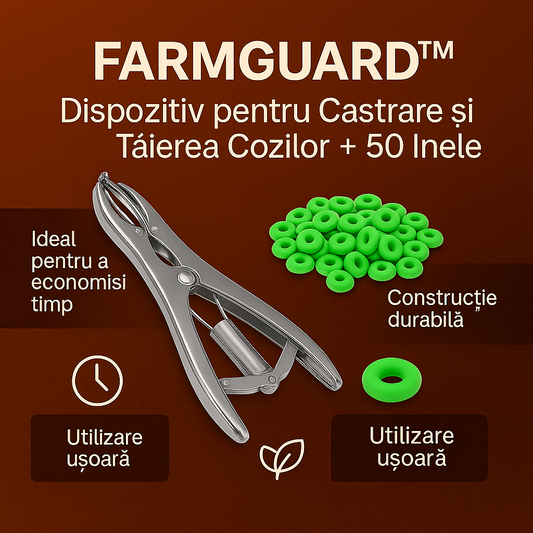 FARMGUARD™ Kasztrációs és Farokdugózó Eszköz + 50 Gyűrű