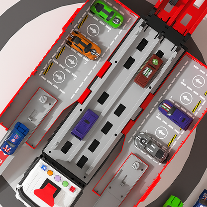 RaceHaul™ – 2 az 1-ben átalakítható teherautó versenypályával és parkolóval