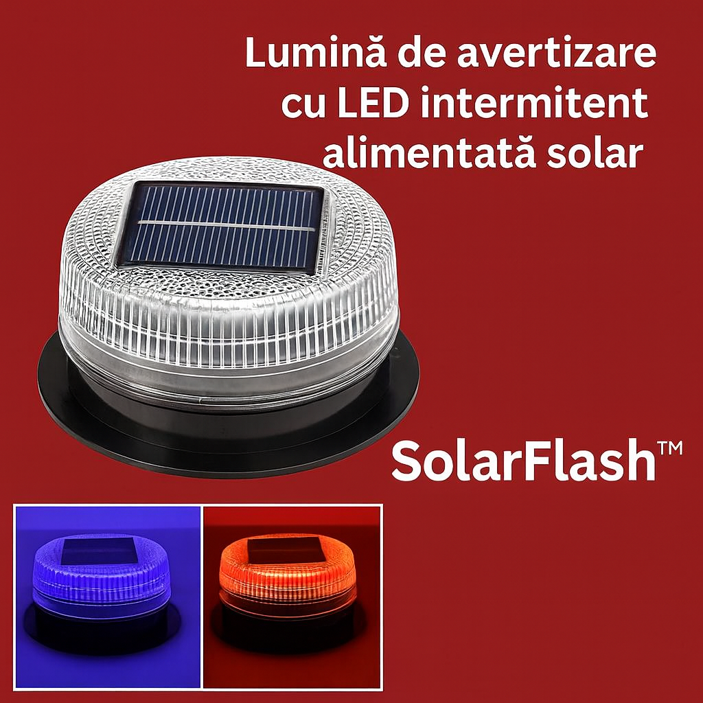 FlashSolar™ – Napelemes villogó LED figyelmeztető lámpa